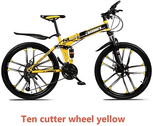 Folding Mountain Bike : KEMANDUO 24 / 26 mountain biking, off-road racing dual shock-absorbing, 21 / 24 / 27 / 30 the cutter wheel yellow ten speed bicycle folding MTB, 30 speed, 26inches