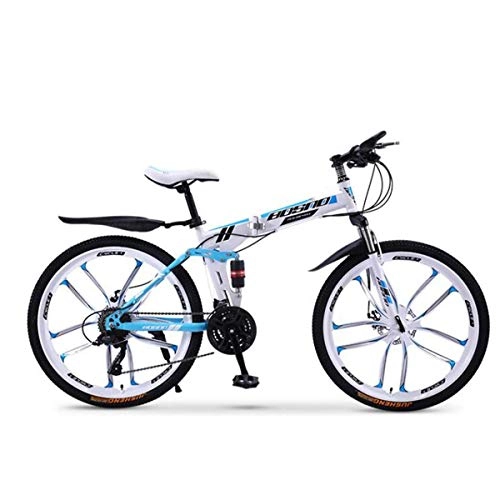 Folding Mountain Bike : KOSGK Unisex Bicycles Full Dual-Suspension Mountain Bike Featuring Steel Frame and 26-Inch Wheels with Mechanical Disc Brakes 24-Speed Drivetrain in Multiple Colors