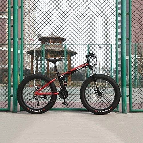 Folding Mountain Bike : KRXLL Mountain Bikes High-Carbon Steel Soft Tail Folding Bike Off-Road Bicycle Adjustable Seat Double Shock Absorption-Black Red