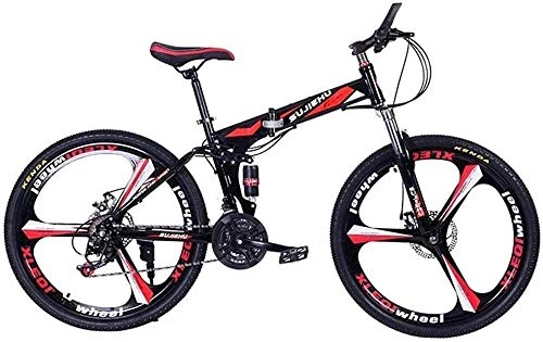 Folding Mountain Bike : KRXLL Mountain Folding Bike 26 Dual Disc Brakes Unisex Off Road Bicycle 24 Speed High Carbon Steel Double Shock Absorbing Bicycle For Easy Travel-A