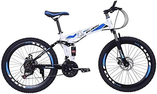 Folding Mountain Bike : KRXLL Mountain Folding Bike 26 Dual Disc Brakes Unisex Off Road Bicycle 24 Speed High Carbon Steel Double Shock Absorbing Bicycle For Easy Travel-D