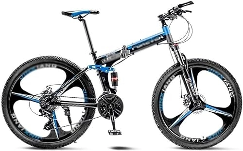 Folding Mountain Bike : KURKUR Mountain Bike, Mountain Bike Folding Bike Mountain Bike Folding Road Bicycle Men's MTB 21 Speed Bikes Wheels For Adult Womens (Color : Blue, Size : 24in)