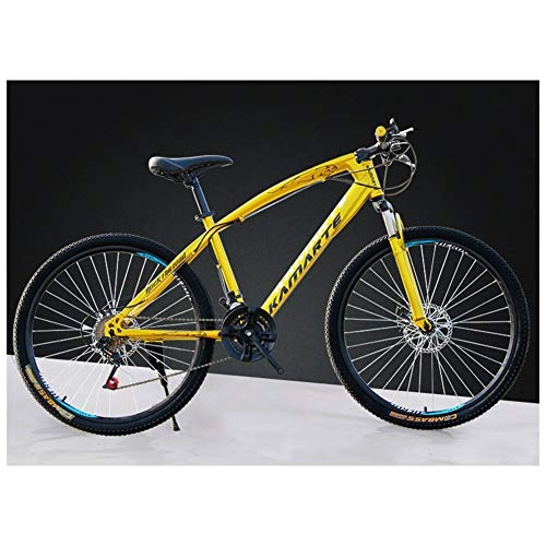 Folding Mountain Bike : KXDLR Adult Mountain Bike, High-Carbon Steel Frame Options, 21-27 Speeds, 26-Inch Wheels Double Disc Brake, Multiple Colors, Gold, 24 Speeds