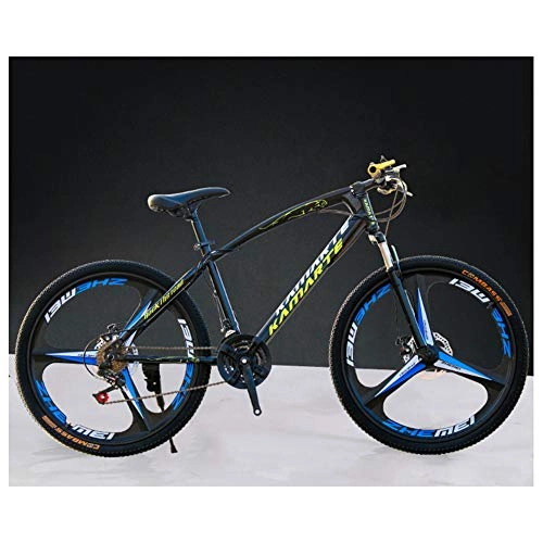 Folding Mountain Bike : KXDLR Adult Mountain Bikes - 26 Inch MTB High Carbon Steel Front Suspension Frame Folding Bicycles - 21-27 Speed Gears Dual Disc Brake, Black, 21 Speeds