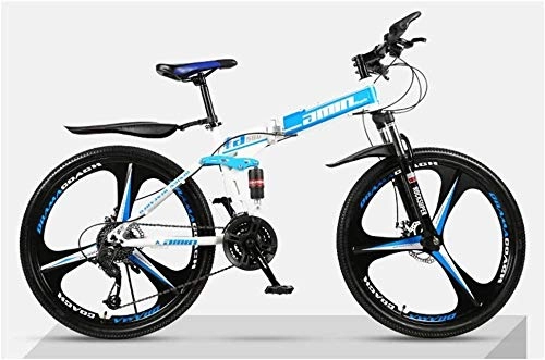 Folding Mountain Bike : LAZNG Mountain Bikes Bicycles 21 Speeds Lightweight Aluminium Alloy Frame Disc Brake Folding Bike (Color : Blue)