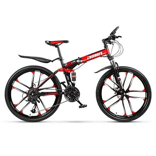 Folding Mountain Bike : LC2019 Folding Mountain Bike For Adults, 24 / 26 Inch Mountain Bikes With High-carbon Steel Frame Men's Hardtail Mountain Bike (Color : 21-stage shift, Size : 26inches)