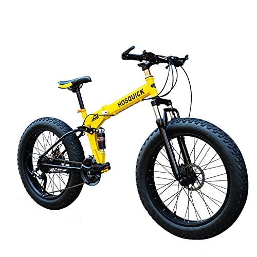 Folding Mountain Bike : LHQ-HQ Folding Mountain Adult Bike 7 Speed 26" 4.0 Fat Tire Bike MTB Bicycle Dual Disc Brake Loading 200Kg Dual-Suspension, D