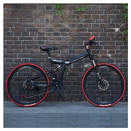 Folding Mountain Bike : LHQ-HQ Outdoor sports 26" Mountain Bicycle with Dual Suspension 24Speed Mountain Bike with Disc Brake, High Carbon Steel Frame Frame Outdoor sports Mountain Bike (Color : Black)