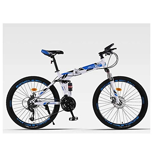 Folding Mountain Bike : LHQ-HQ Outdoor sports Mountain Bike 24 Speed Shift Left 3 Right 8 Frame Shock Absorption Mountain Bicycle (Color : Blue)