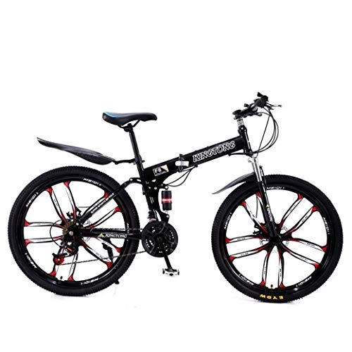 Folding Mountain Bike : LHQ-HQ Outdoor sports Mountain Bike Folding Bikes, 21Speed Double Disc Brake Full Suspension AntiSlip, Lightweight Aluminum Frame, Suspension Fork, Multiple Colors24 Inch / 26 Inch Outdoor sports Mounta