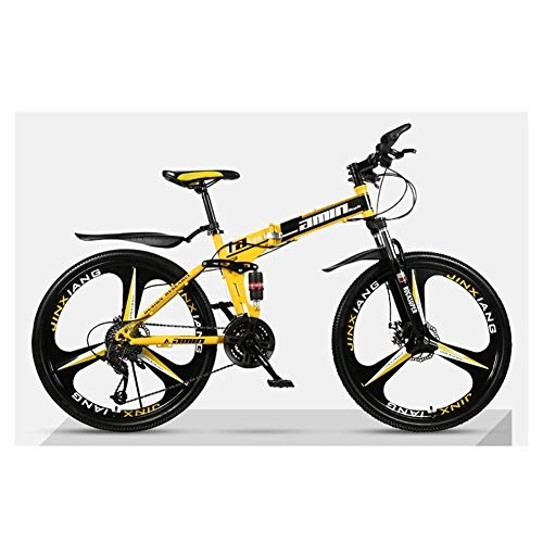 Folding Mountain Bike : LHQ-HQ Outdoor sports Mountain Bikes Bicycles 21 Speeds Lightweight Aluminium Alloy Frame Disc Brake Folding Bike Outdoor sports Mountain Bike (Color : Yellow)