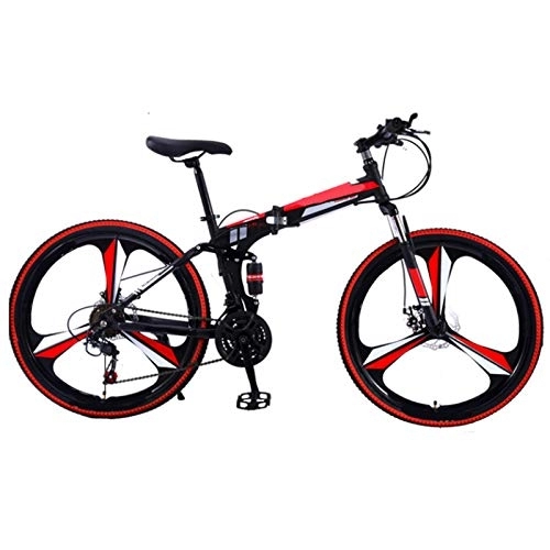 Folding Mountain Bike : LHR Folding Mountain Bike Bicycle, 24 Inch One-wheel Bicycle Double Shock Absorber Racing Off-road Speed Change with Installation Tools Adult Students Teenagers
