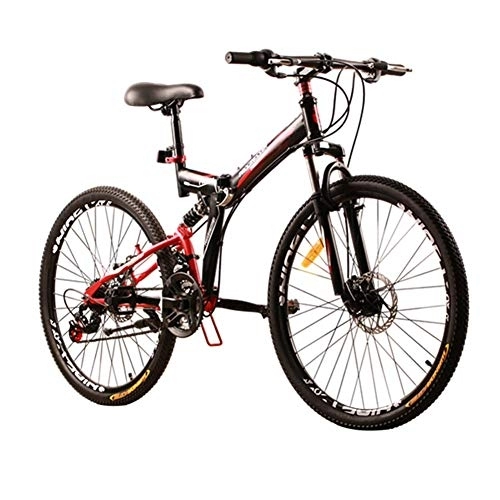 Folding Mountain Bike : LHSUNTA Foldable Mountain Bikes, High Carbon Road Bike, Ultra-light Fat Tire Alloy Frame Lightweight Bicycle, Unisex Full Suspension MTB For Men Women Black 24 Speed