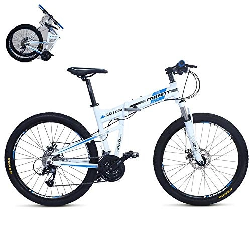 Folding Mountain Bike : Lightweight Folding Bike for Adults, 27-Speed 26-Inch Wheels, Double Disc Brake, Aluminum Frame, Folding Bicycle Great for City Riding and Commuting