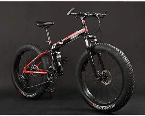 Folding Mountain Bike : Lightweight， Folding Mountain Bike Bicycle, Fat Tire Dual-Suspension MBT Bikes, High-Carbon Steel Frame, Double Disc Brake, Aluminum Pedals And Stems, A, 20 inch 30 speed Inventory clearance