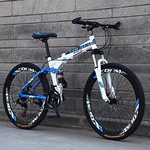 Folding Mountain Bike : LightweightMountain Bike, Foldable Portable 26" High Carbon Steel Frame Double Shock Disc Brake Bicycle 24 Speed Full Suspension Adult Bicycle Quick Folding for Easy Travel