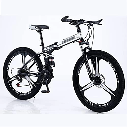 Folding Mountain Bike : LiRuiPengBJ Children's bicycle 26 Inch Folding Mountain Bike MTB Bicycle, Full-Suspension Adjustable Seat 21 Speeds Drivetrain with Disc-Brake Commuter Bicycle (Color : Style2, Size : 30 speed)