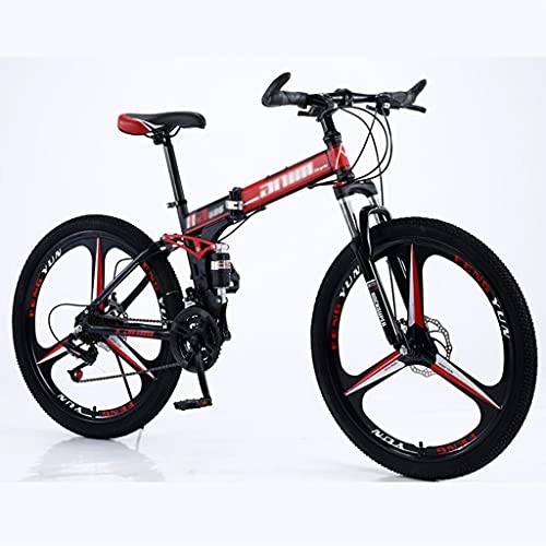 Folding Mountain Bike : LiRuiPengBJ Children's bicycle 26 Inch Folding Mountain Bike MTB Bicycle, Full-Suspension Adjustable Seat 21 Speeds Drivetrain with Disc-Brake Commuter Bicycle (Color : Style4, Size : 21 speed)