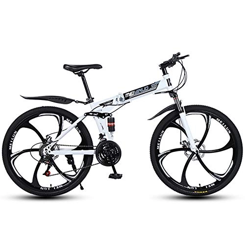 Folding Mountain Bike : LIU Mountain Bike 21 Speed 26 Inches Wheel Dual Suspension Folding Bike Dual Disc Brake MTB Bicycle(3 / 6 / 10 / 30 / 40-Spoke), 6knives