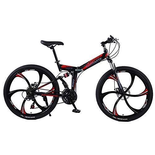 Folding Mountain Bike : LIU Mountain Bike, Folding Bike 24 / 26 Inch 21 / 24 / 27 Speed Integral Wheel Unisex Suspension Mountain Bike High-Carbon Steel Double Disc Brake Student, 24inch, 27speed