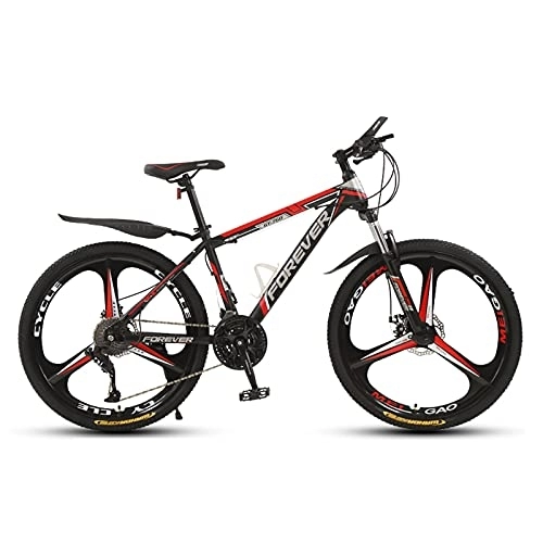 Folding Mountain Bike : LLF Folding Damping Mountain Bike 24Inch, 3 Knife Wheels 21 / 24 / 27 / 30 Speed Wheels Dual Suspension Lightweight Bicycle for Adult(Size:21 speed, Color:Red)