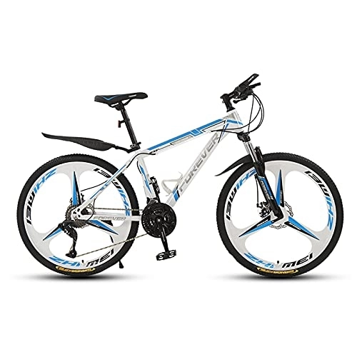 Folding Mountain Bike : LLF Folding Damping Mountain Bike 24Inch, 3 Knife Wheels 21 / 24 / 27 / 30 Speed Wheels Dual Suspension Lightweight Bicycle for Adult(Size:21 speed, Color:White)