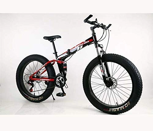 Folding Mountain Bike : LUO Mountain Bikes, Folding Fat Tire Mountain Bike Bicycle for Adults Men Women, Lightweight High Carbon Steel Frame and Double Disc Brake, C, 26 inch 27 Speed, B, 26 inch 27 Speed