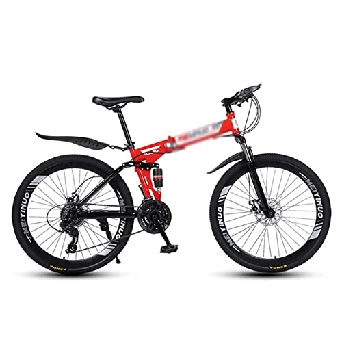 Folding Mountain Bike : LZZB 26 inch Folding Mountain Bike 21 / 24 / 27 Speed High-Tensile Carbon Steel Frame MTB Dual Disc Brake Mountain Bicycle for Men and Women(Size:27 Speed, Color:Black) / Red / 27 Speed