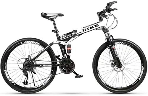 Folding Mountain Bike : Men's Mountain Bike, 26 Inch Mountain Bike 21 Speed ​​Dual Disc Brakes Full Suspension Non-Slip Mountain Bike Folding Bike for Women Men Girls Boys, 24-stage shift, 26inches