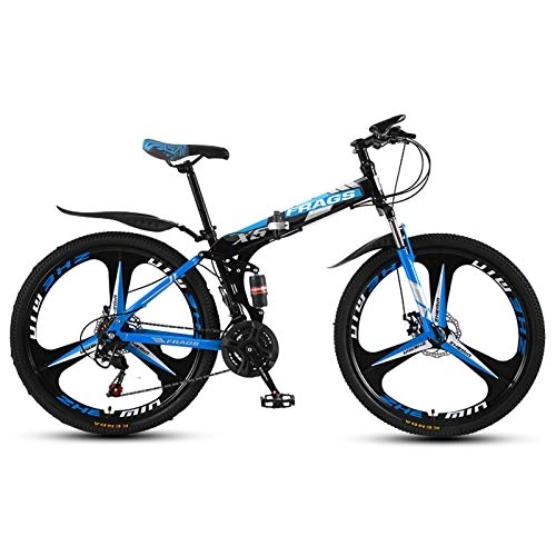Folding Mountain Bike : Men Women Folding MTB Bike, Steel frame Mountain Foldable Bicycle 24 / 26 Inch Folding Outroad Bicycles with Mechanical disc brake 51-8 Siamese finger dial 21 / 24 / 27 Speed MTB C, 24 inch 21speed