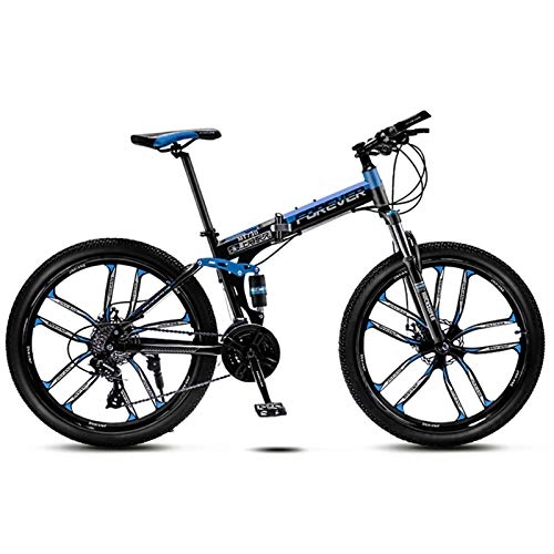 Folding Mountain Bike : MIAOYO Damping Road Racing Mtb, Freestyle Mountain Bike, 27 Speed, Folding Bike For Adult, Mountain Bicycle With Full Suspension Frame, R, 24