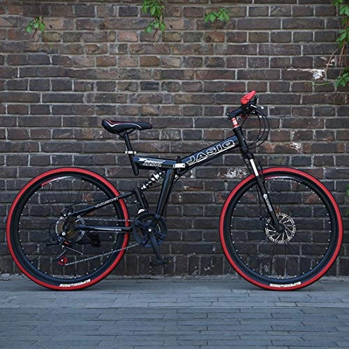 Folding Mountain Bike : MICAKO MTB - Mountain Bike 21 Speeds Front Fork Suspension Mechanical Double Disc Brakes 24'' / 26'' Frame, S1Black, 24inch