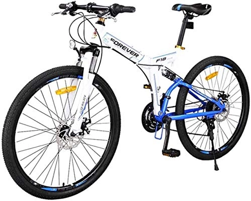 Folding Mountain Bike : MJY Bicycle 26" Folding Mountain Bicycle, 24 Speed Ront and Rear Shock Absorption Bike Double Disc Brake Soft Tail Frame Bicycle Adult Off-Road Vehicle 6-20, White