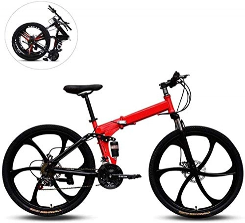 Folding Mountain Bike : MJY Bicycle Folding Mountain Bikes, 26 inch Six Cutter Wheels High Carbon Steel Frame Variable Speed Double Shock Absorption All Terrain Adult Foldable Bicycle 7-2, 27 Speed