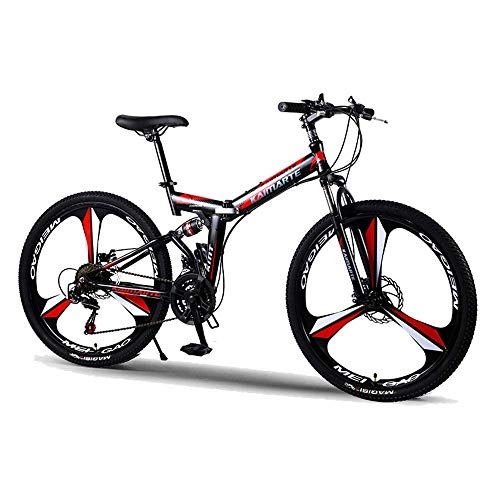 Folding Mountain Bike : Mnjin Outdoor sports Folding mountain bike, 26-inch 27-speed variable speed double shock absorption double disc brakes off-road adult riding outside sports travel