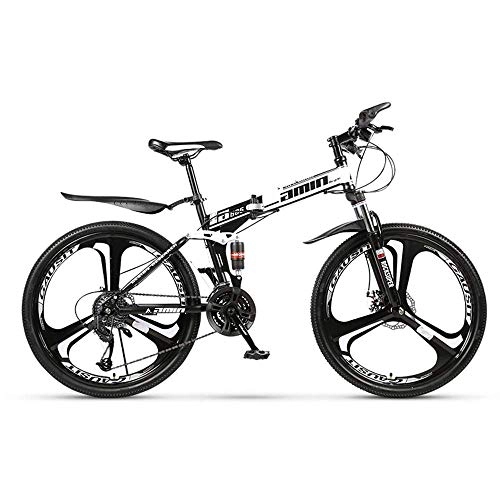 Folding Mountain Bike : Mnjin Outdoor sports Folding mountain bike, 26 inch 30 speed variable speed off-road double shock absorption men bicycle outdoor riding adult