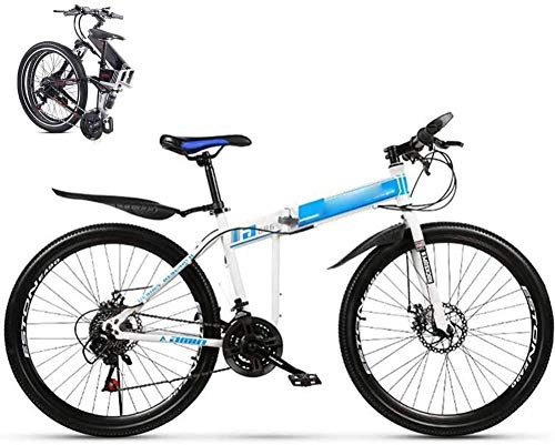 Folding Mountain Bike : Mountain Bicycle MTB 27 Speed Folding Bike Dual Disc Brake for Adults Student 26-Inches Wheels Folding Bike Bicycle Fold up City Bike Fat Tire Double Damping Racing Bicycle Urban Bike-Blue