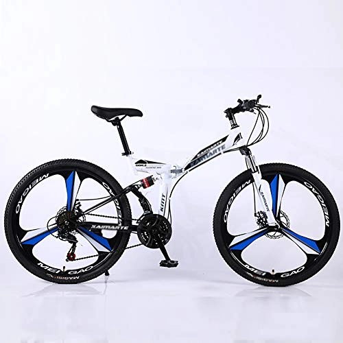 Folding Mountain Bike : Mountain Bicycle With Front Suspension Adjustable Seat, High-carbon Steel Softtail Mountain Bike, 26 Inch Men's Mountain Bikes White 26", 27-speed