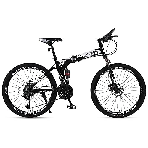 Folding Mountain Bike : Mountain Bike 24 / 26 Inch Folding Cross-Country Bike 21 / 24 / 27 Speed Adult Mountain Bike Double Disc Brake Full Suspension City Bike