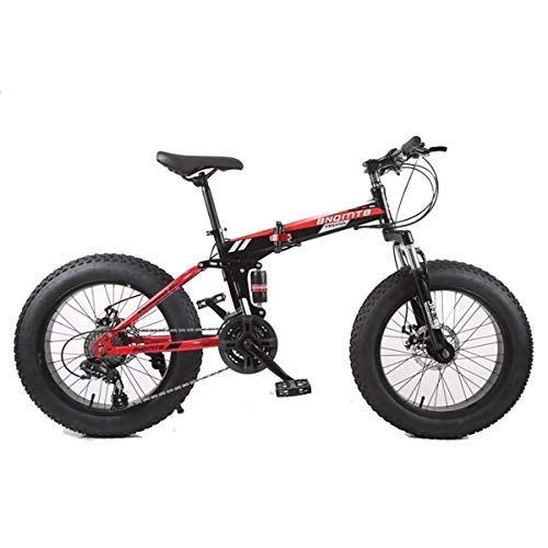 Folding Mountain Bike : Mountain Bike, 7 / 21 / 24 / 27 / 30 Speed Steel Frame, 4.0" Fat Tyres Spoke Wheels Suspension Folding Bike, D 7speed