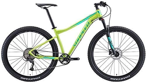 Folding Mountain Bike : Mountain Bike 9-Speed Bikes Adult Big Wheels Hardtail Aluminum Frame Front Suspension Bicycle Trail, Orange, 17" XIUYU (Color : Green)