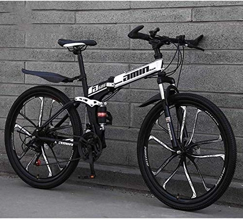 Folding Mountain Bike : Mountain Bike Folding Bikes, 26Inch 24-Speed Double Disc Brake Full Suspension Anti-Slip, Lightweight Frame, Suspension Fork 7-10, W 2 fengong (Color : W 4)