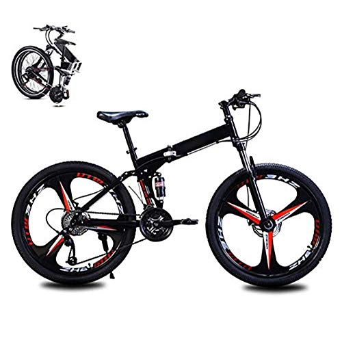 Folding Mountain Bike : Mountain Bike for Men Women, Portable Folding MTB Bike for Adults Student, 27 Speed 26-Inch Folding Bike Lightweight Folding Speed Bicycle, Fold up Bike City Bike, Damping Bicycle Fat Tire, Black