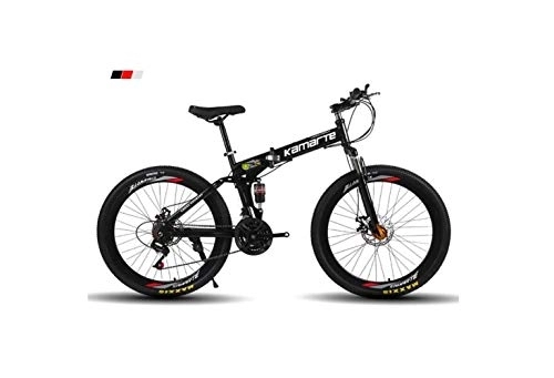 Folding Mountain Bike : Mountain Bike Mens' Mountain Bike, 26" inch 3-Spoke Wheels High-Carbon Steel Frame, 21 / 24 / 27 Speed Dual Suspension Folding Bike Unisex with Disc, Black, 27 Speed