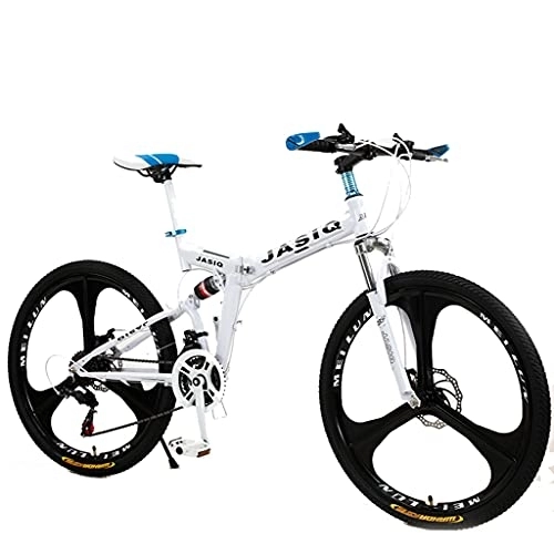 Folding Mountain Bike : Mountain Bike(White / black / red / green / blue / silver 21-speed 24 / 26 inch double disc brake folding bicycle