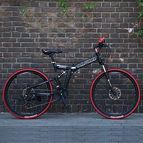 Folding Mountain Bike : Mountain Bike Youth Adult Mens Womens Bicycle MTB 26inch Mountain Bike, Folding Hardtail Bike, Carbon Steel Frame, Full Suspension and Dual Disc Brake, 21 Speed Mountain Bike for Women Men Adults