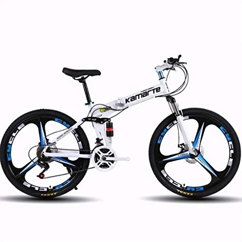 Folding Mountain Bike : Mountain Bike Youth Adult Mens Womens Bicycle MTB Mountain Bikes, 26"Foldable Hardtail Bike, with Dual Disc Brake and Double Suspension, Carbon Steel Frame, 21 Speed , 24 Speed , 27 Speed Mountain Bike fo