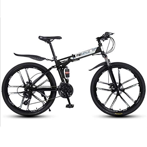 Folding Mountain Bike : Mountain Bike Youth Adult Mens Womens Bicycle MTB Mountain Bikes, 26" Foldable Mountain Bicycles, Carbon Steel Frame, with Dual Disc Brake and Double Suspension Mountain Bike for Women Men Adults