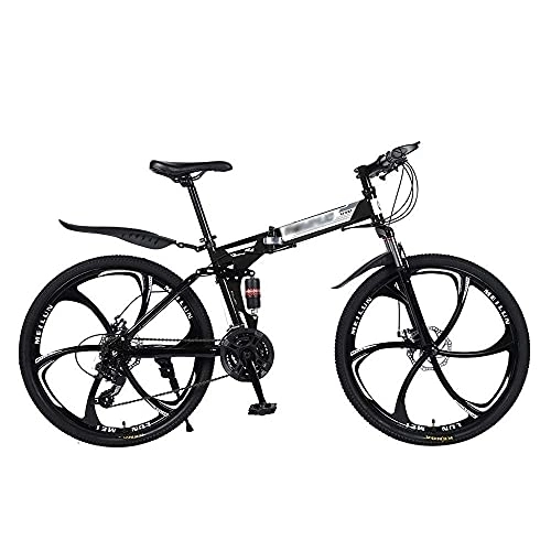 Folding Mountain Bike : MQJ 26-Inch Mountain Bike, Men's Double-Disc Brake Hard-Tail Bicycle with Adjustable Speed Folding High Carbon Steel Frame 21 / 24 / 27 Speed, C~26 Inches, 27 Speed