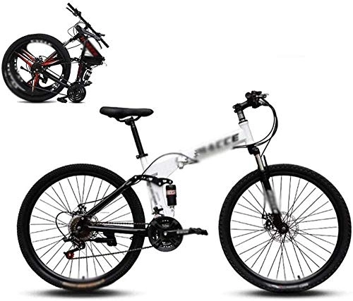 Folding Mountain Bike : MQJ Foldable Mountain Bike 8 Seconds Fast Folding Mountain Bike 24-Inch 21-Speed Steel Frame Double Disc Brakes Foldable Bike, Used for Off-Road Outdoor City Cycling Travel-24Inch_B, 24Inch